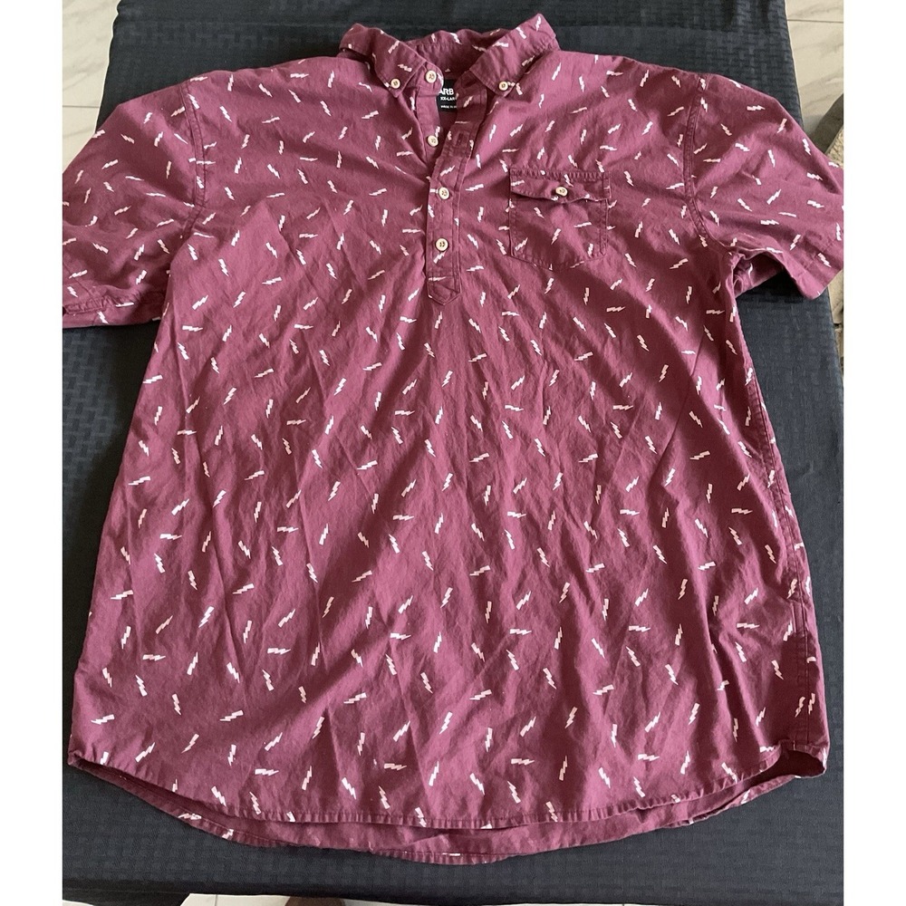 Carbon XX-Large‎ Men's Button-Down shirt, burgundy With Lightning Bolts